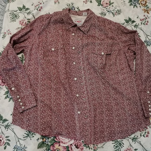 Roper Womens Western Pearl Snap Button Front Shirt Blouse Red Floral -3XL  0035 - Picture 3 of 6